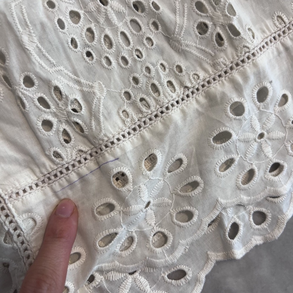 Jennifer Grace Top Womens Medium Ivory Eyelet Ruffle Sleeve Cottagecore Romantic - Picture 5 of 10